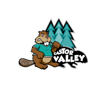 Animated Beaver and Trees with Castor Valley written beside